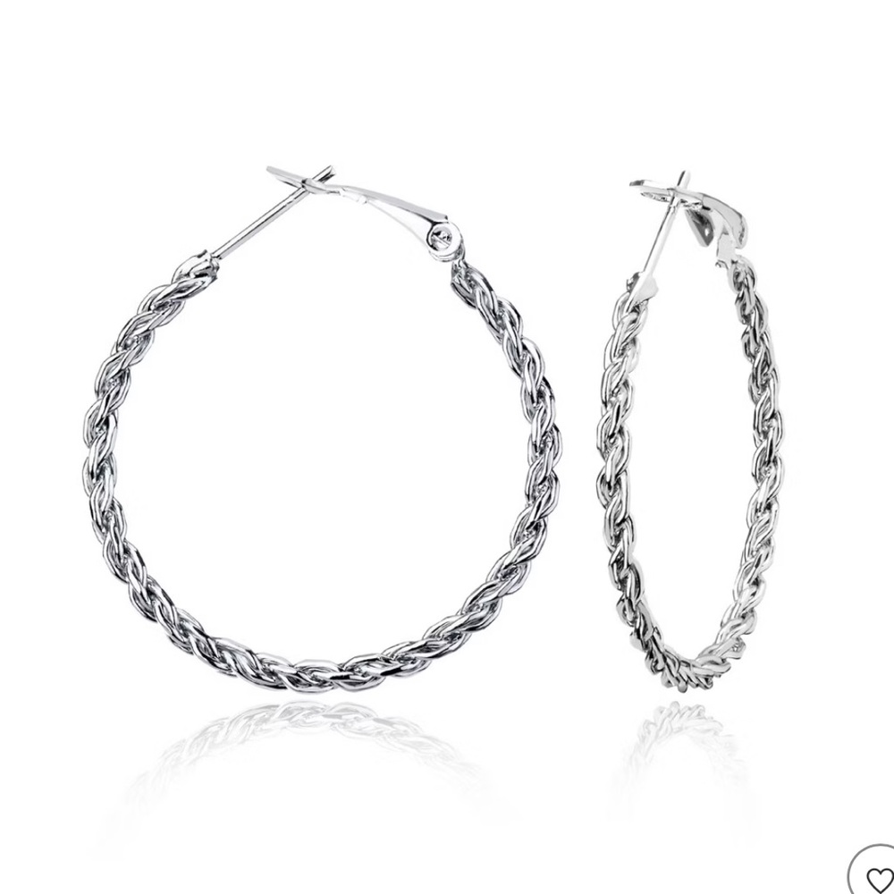 Elegant Silver Tone Twisted Hoop Earrings-17 Classic Style Statement Jewelry 35$